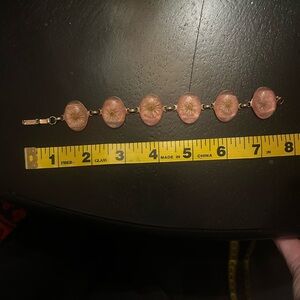 Vintage Pressed Flower Pink Resin Link Bracelet